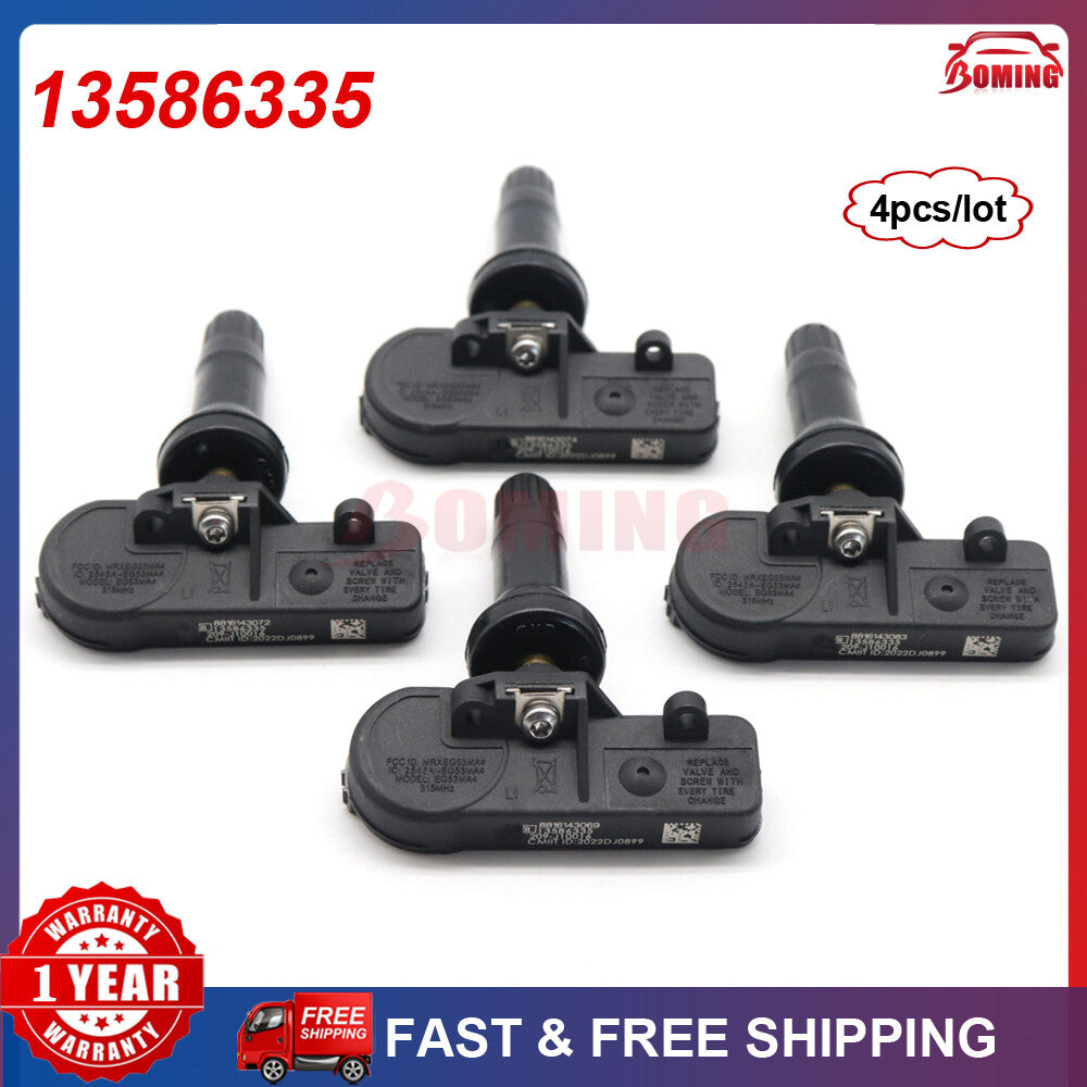 Kit of 4 new 13586335 Tire Pressure Monitoring System (TPMS) sensors for Chevrolet for GMC .
