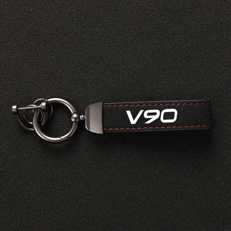 Suitable for Volvo V90 car keychains, key rings, suede leather horseshoe buckles