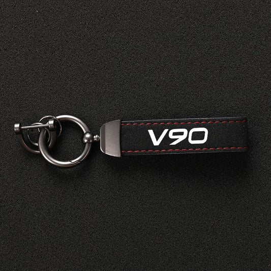Suitable for Volvo V90 car keychains, key rings, suede leather horseshoe buckles
