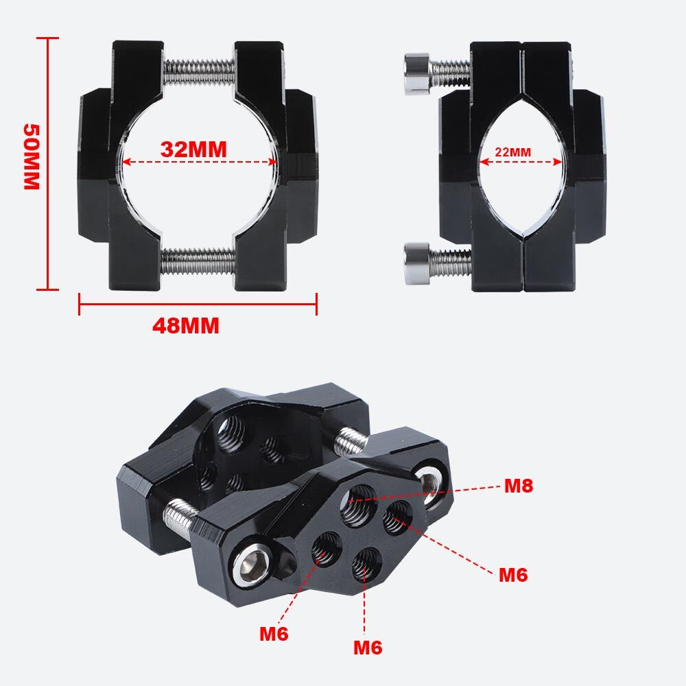 2X CNC Motorcycle Fork Spot Fog Driving Headlight Mount Bracket Clamp Holder Bar