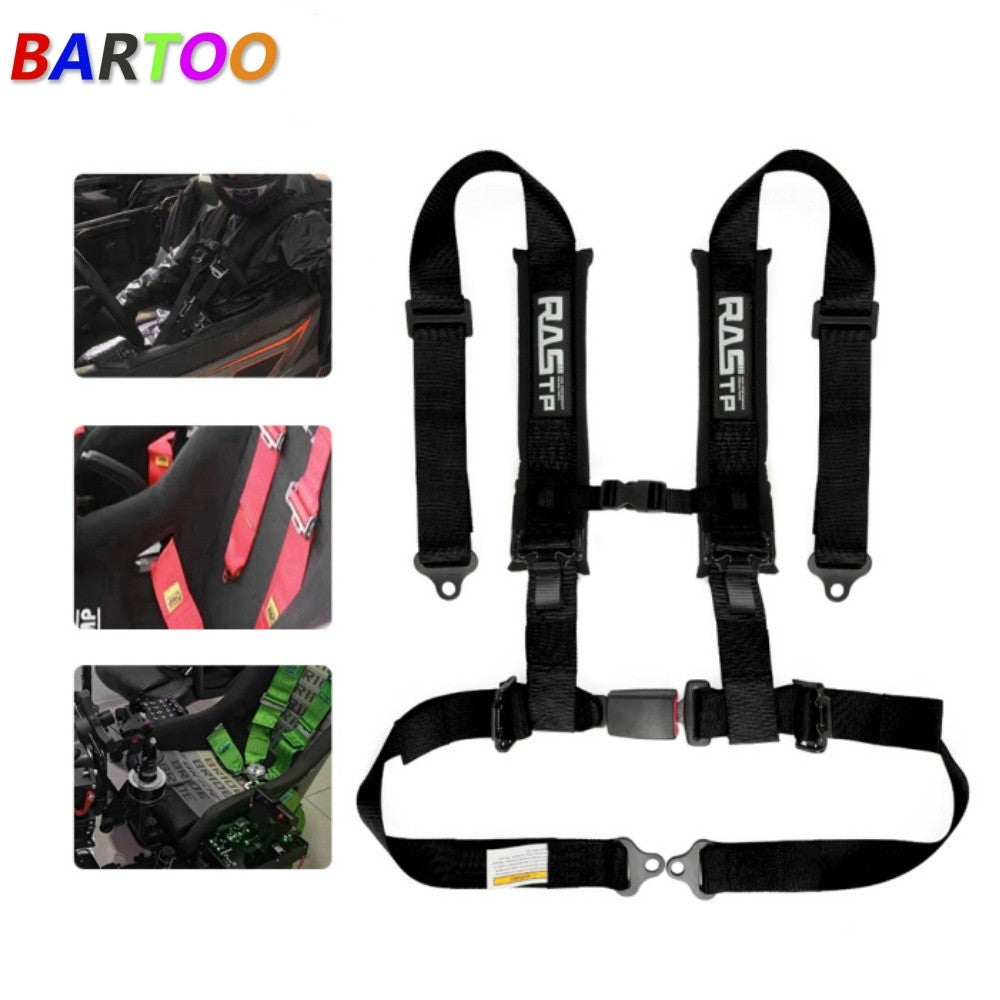 Universal Black 4 Point Buckle Racing for Seat Belt Harness 2 Straps Q