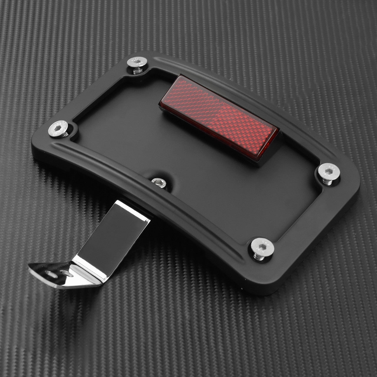 Black License Plate Curved Frame Bracket Fit for Harley FLSTN 05-17 FLSTSC 05-07