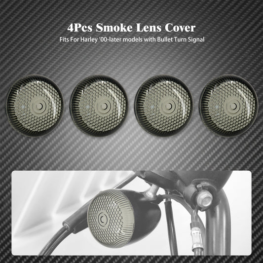 4 Smoke Bullet Turn Signals Light Lens Cover Fit for Harley Dyna Softail Touring Q