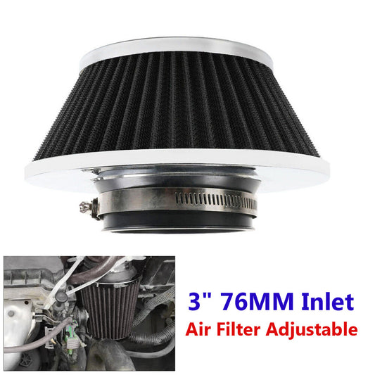 1-Piece 3-inch 76mm Imported Automotive Cold Intake Air Filter Breather Universal Suitable for Trucks and Caravans n