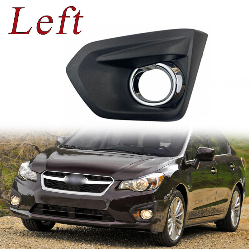 Front fog light bezels with glossy black trim on the left, suitable for Subaru Impreza 2012-2014.