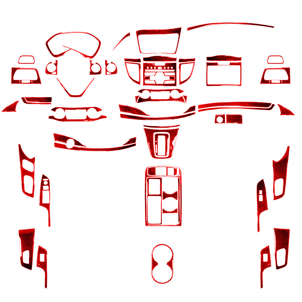 57Pcs Red Carbon Fiber Interior Full Set Cover Trim Kit for Honda CRV 2015-2016