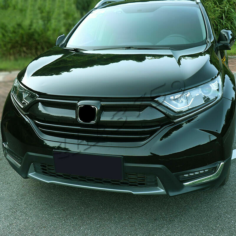Carbon Fiber Look Front Grille Moulding Cover Trim for Honda CR-V CRV 2017-2022