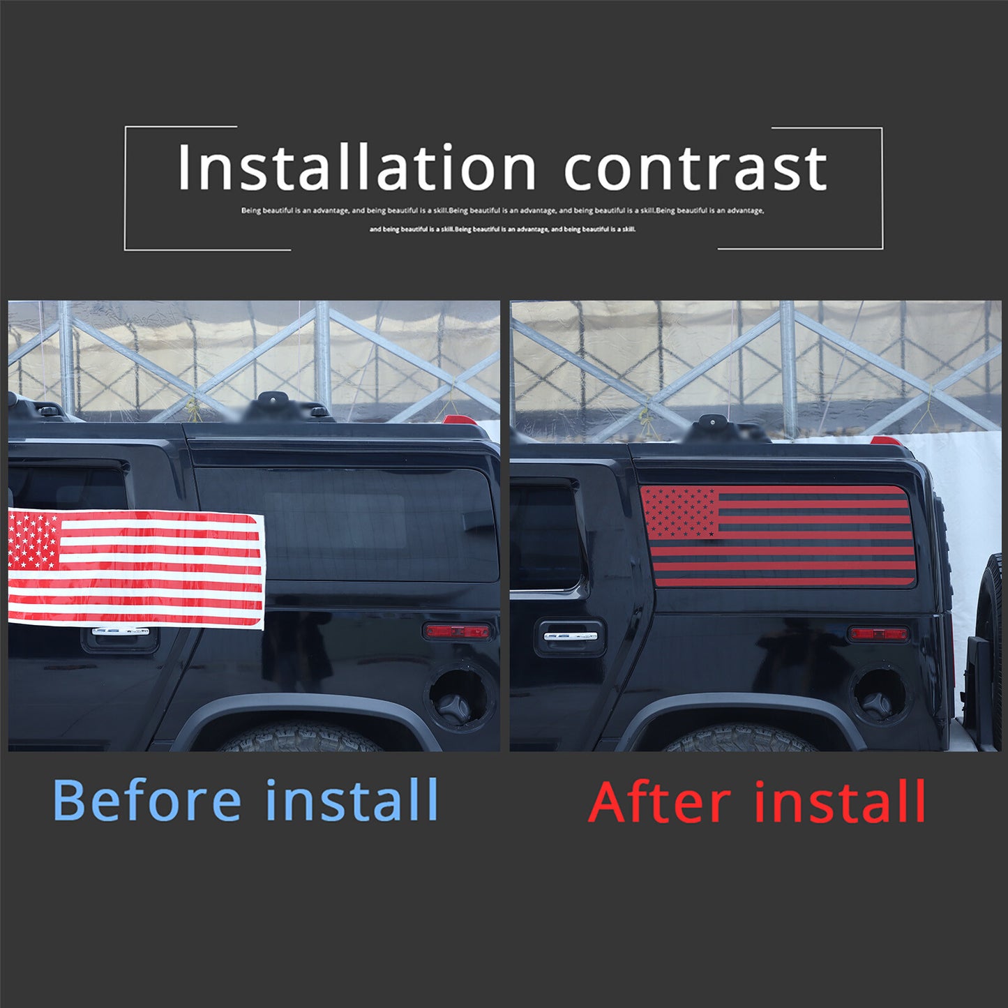 Red American flag rear window sticker/window decal for Hummer H2 2003 - 09 2 pieces Q