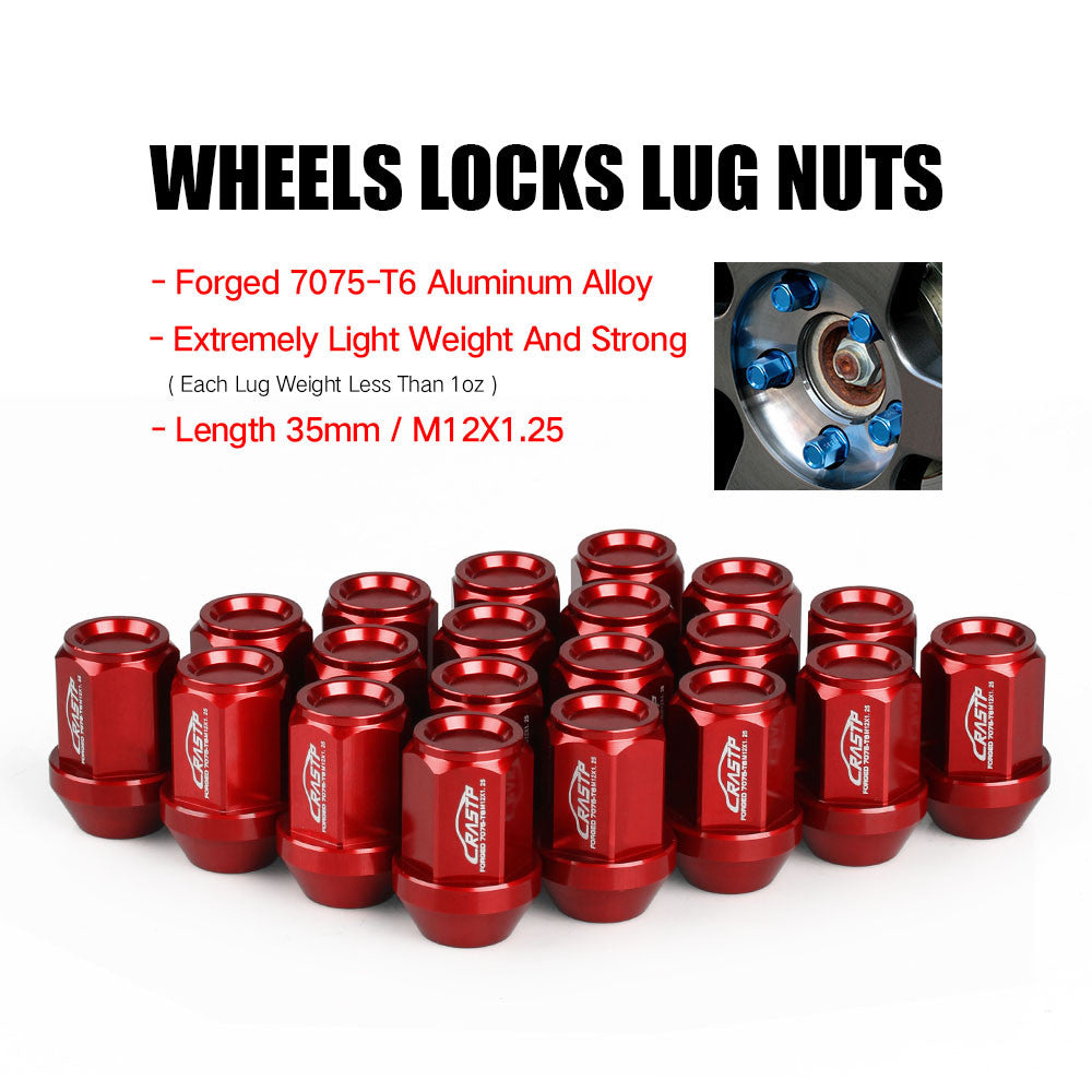 M12x1.5/1.25 Racing Car Forged 7075-T6 Light Weight Wheel Lug Nuts 35mm 20Pcs Q