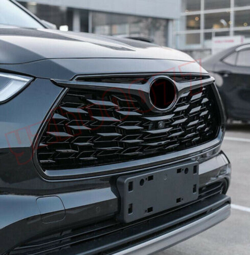 for Toyota Highlander 2020-2023 Piano black Front Grille Grill Frame Cover Trim