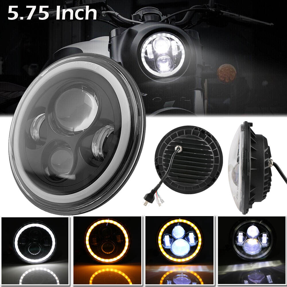 5.75 5-3/4 Headlights Hi/Lo Projector Halo Angle Eyes Round For Motorcycle UK