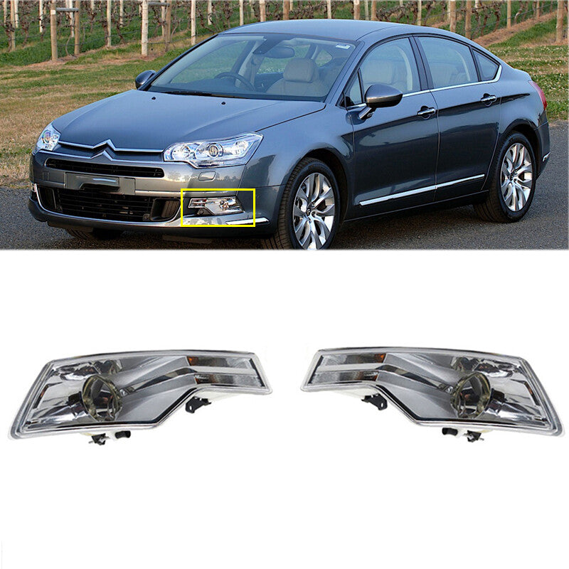 A pair of front bumper transparent lens fog light drive lights are suitable for Citro?n C5 2009 - 2012