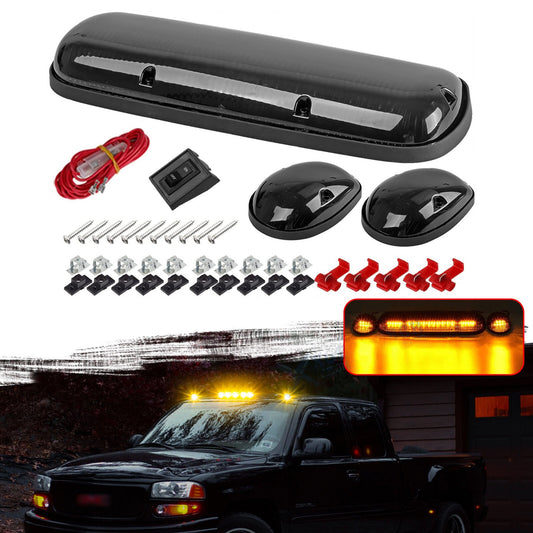 3PCS for 2002-2007 for Chevy Silverado for GMC Smoked Amber Cab Roof Running LED Lights