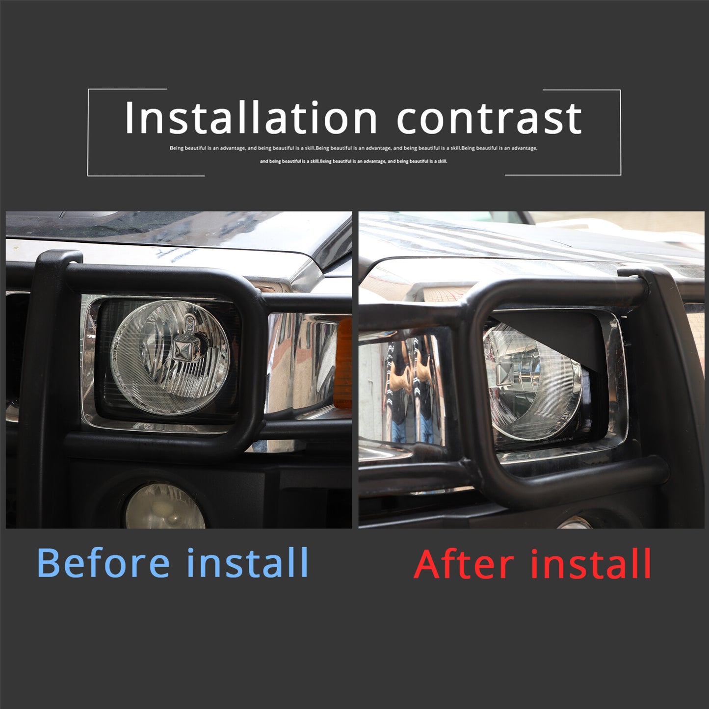 Car headlight protector insert for angry eyeplate, suitable for Hummer H3 2005-09 Alloy- n