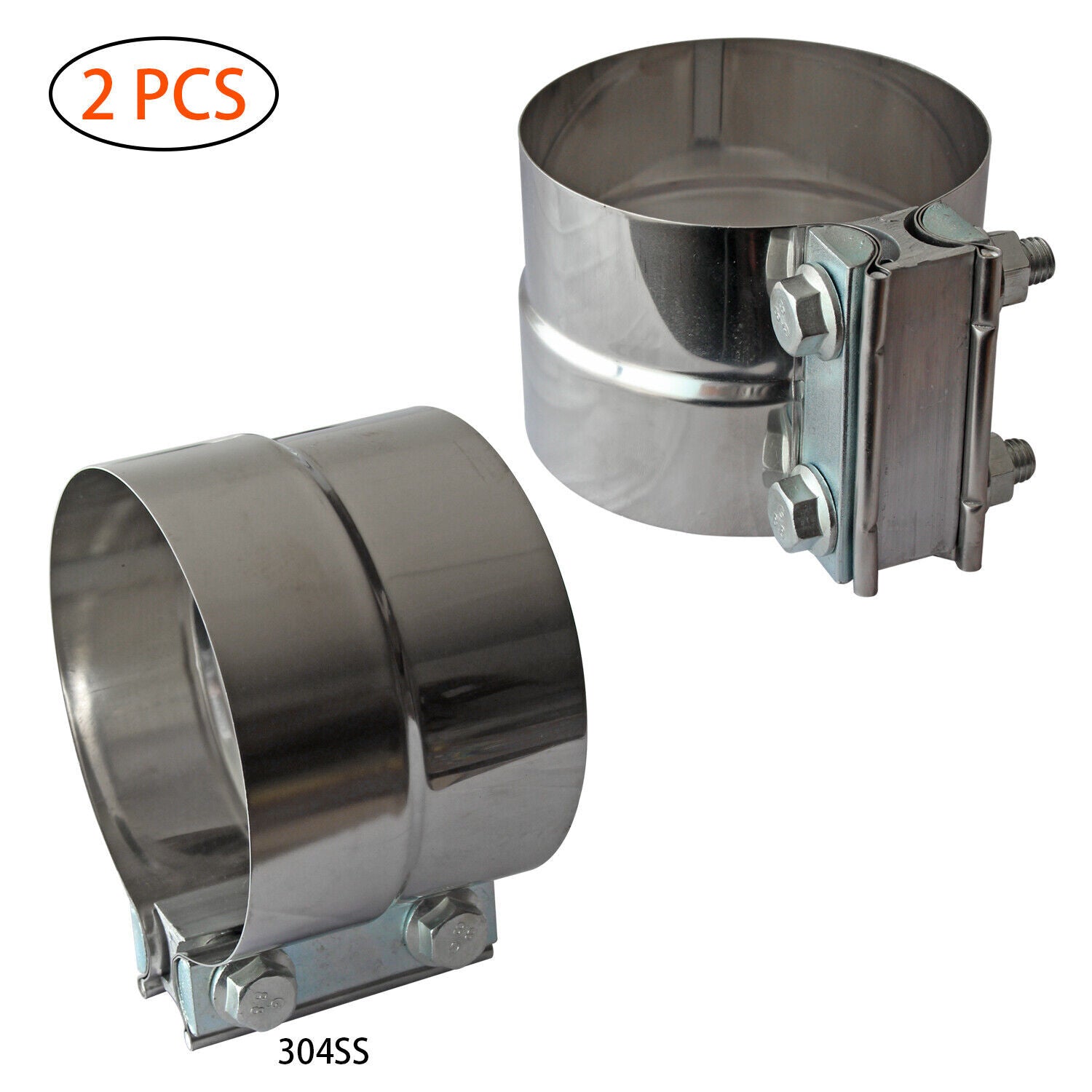 2Pcs 2.5Lap Joint Exhaust Band Clamp Stainless Steel Muffler Clamp Sleeve 2.5In