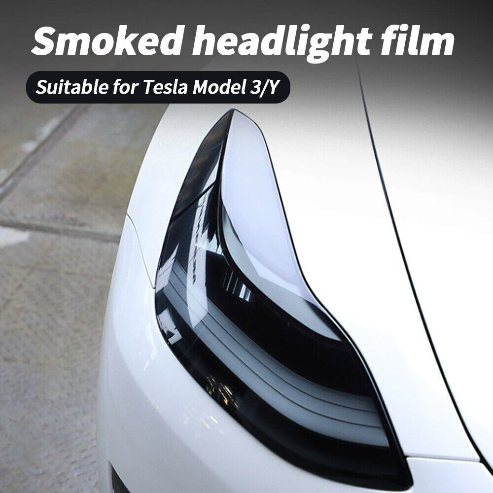 Headlights Smoke Finish Protection Film Headlights Overlays for Tesla Model 3/Y