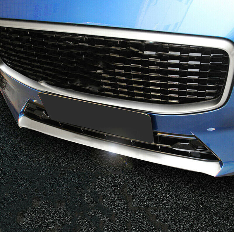 for Volvo XC60 2018-2021 Silver Steel Front Bumper Lip Lower Grille Strip Trim
