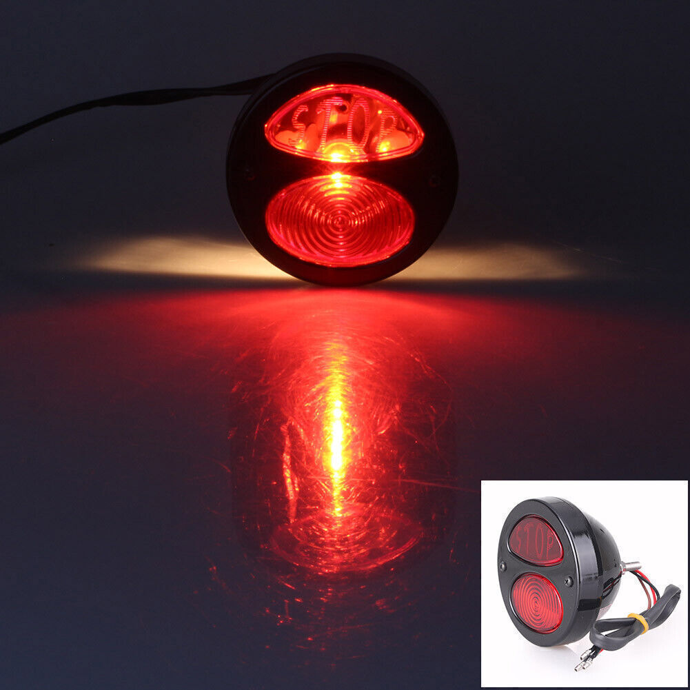 Chrome Black Model A Retro LED Brake Stop Taillight Duolamp Lamp for Harley