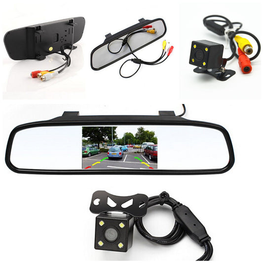 Car Mirror Display Monitor Night Reversing LED Camera Reverse Parking Rear View