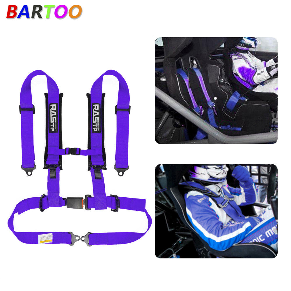 Universal Purple 4 Point Buckle Racing for Seat Belt Harness 2 Straps Q