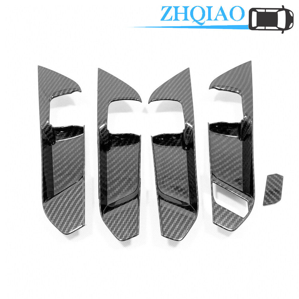 Carbon Fiber Style Car Interior-Door Handle Cover Trim Fits for Toyota RAV4 2019 202