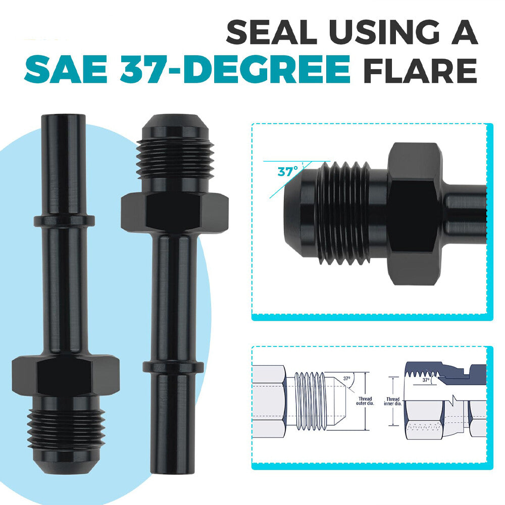 2Pcs Fuel Adapter Fitting 6AN AN6 Male to 5/16 Male GM Quick Connect LS Black