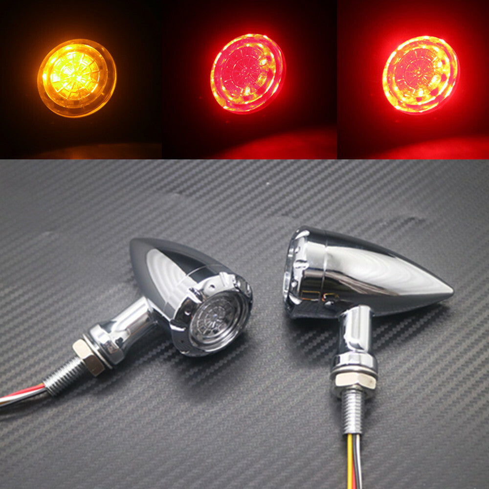 Metal Chrome Bullet LED Brake Blinker Light Turn Signal Light for Harley for Honda Q