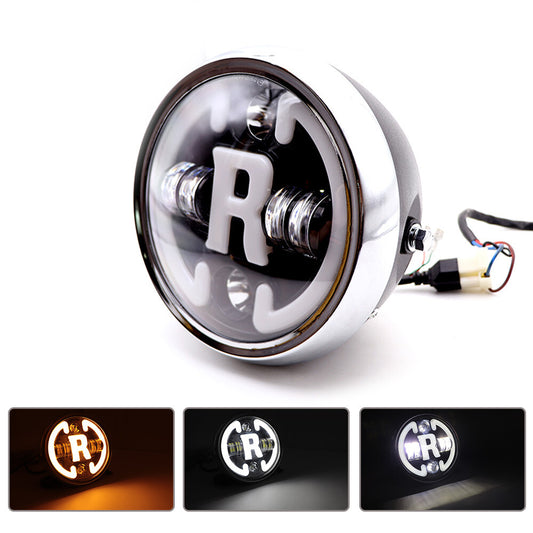 7LED Round Headlight W/ Angel Eye Light for Harley for Honda for Suzuki for Yamaha Custom Q