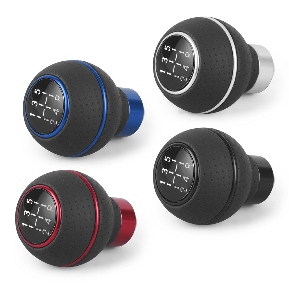 Leather Shift Knob Gear 5-Speed Manual Shifter Car Lever Stick Universal Red