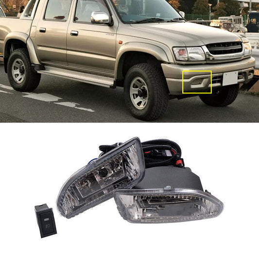 One set of front fog lights + wiring harness and switch suitable for Toyota Hilux 2002-2005