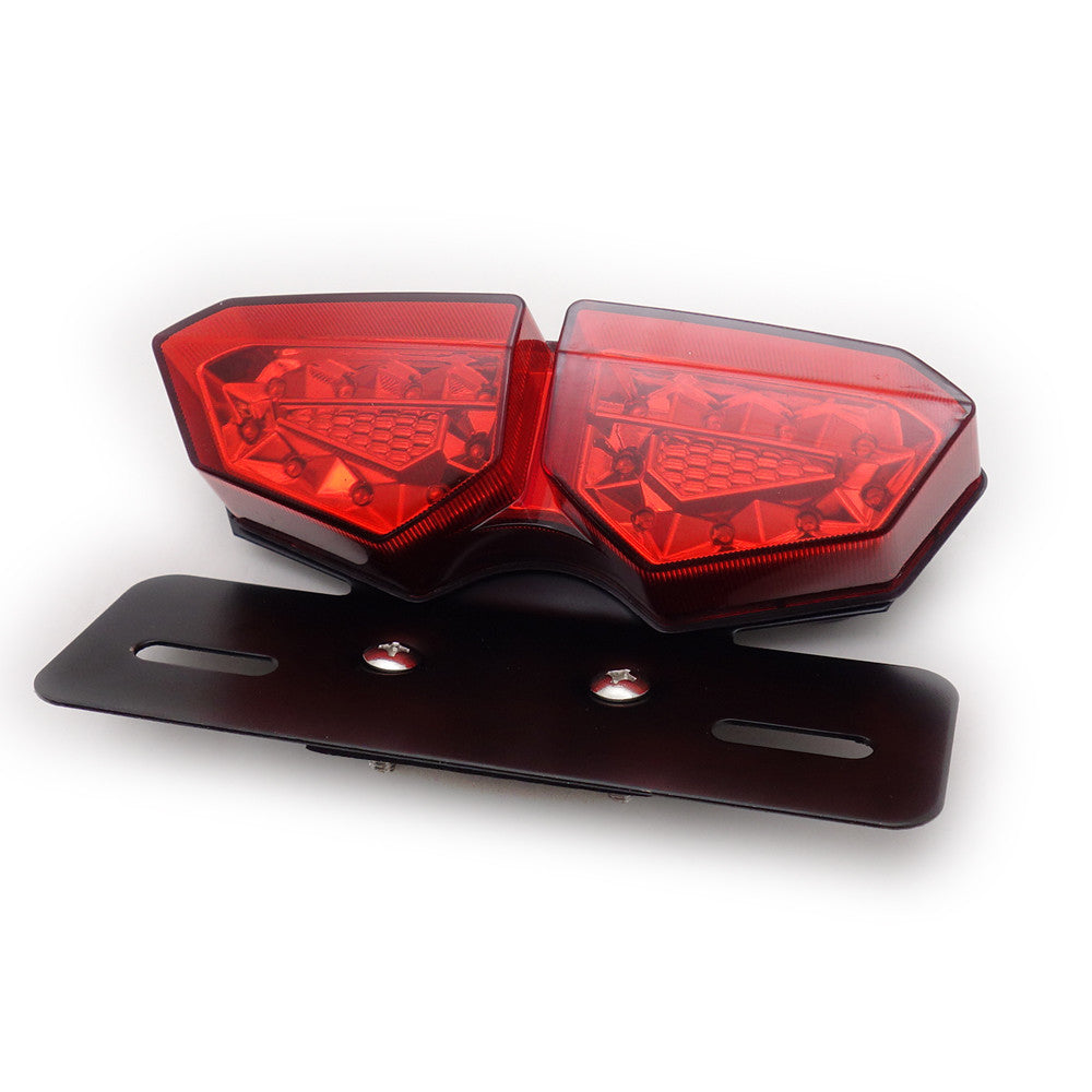 New Red LED Motorcycle Tail Brake Turn Signal License Plate Integrated Light Q