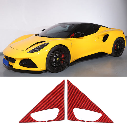 Red carbon fiber front door A-pillar triangular trim suits for Lotus EMIRA 2022-2024.