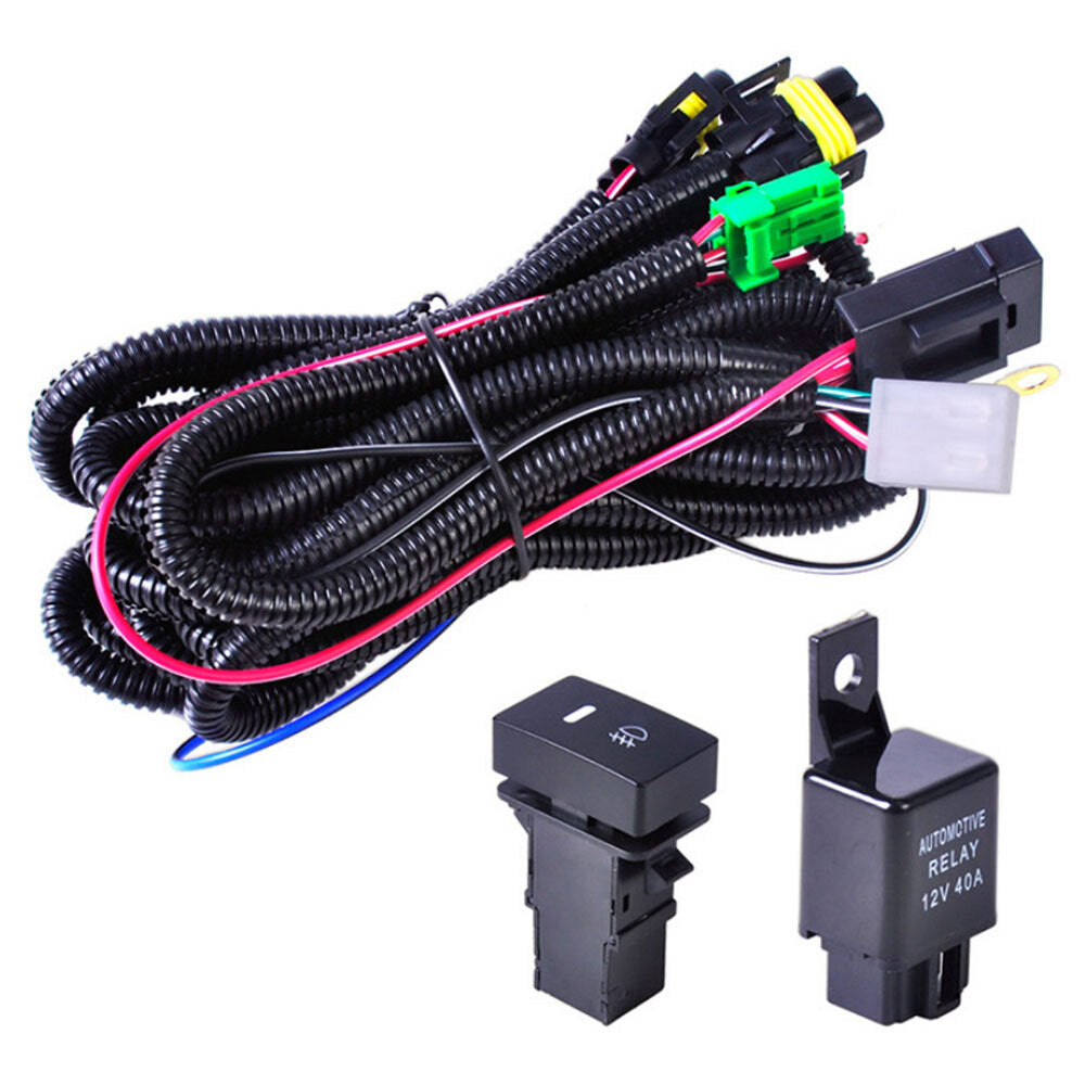 H11 H8 H16 Fog Light Wiring Harness LED Indicator Switch Kit 12V 40A Relay - n
