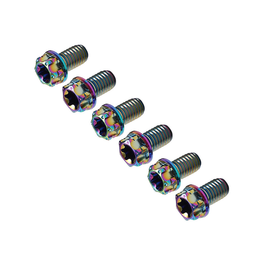 6pcs Bolts Torx Head Flange Screw M8x15mm Rainbow For Motorcycle Bike
