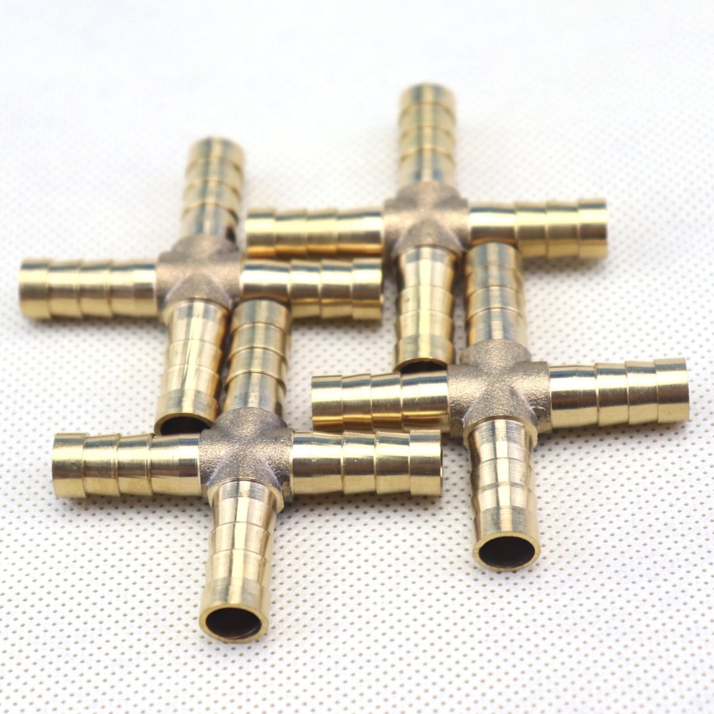 4-Piece Hose Rod 4-Way Cross Brass Fittings Threaded Gas Fuel Water Air 5/16 8mm
