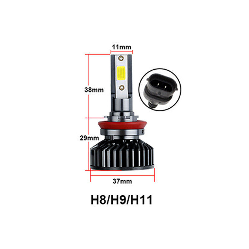 1 pair H11 LED Headlight Kit 5000lm Low Beam 6000K White Light Bulbs H8/H9