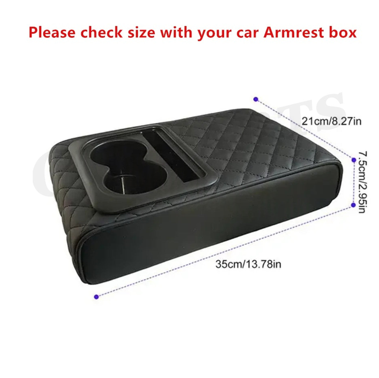 Black armrest cushion protective cover, center console box backrest cushion protective accessory for cars.