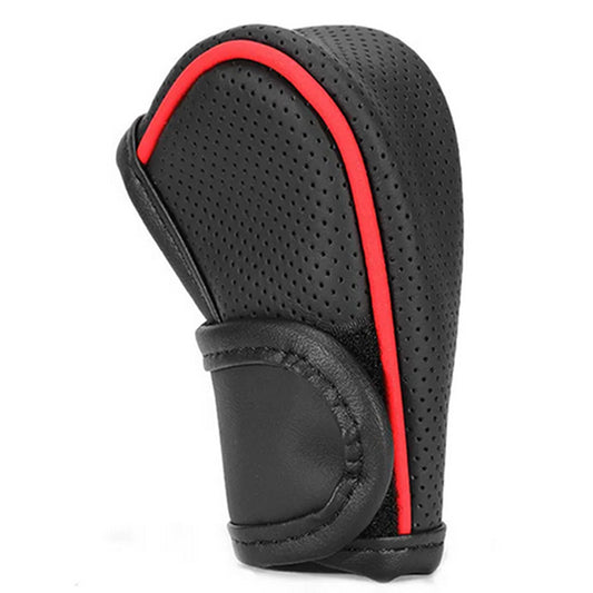Black Leather Red Stitch Auto Gear Shift Knob Shifter Cover Interior Accessories