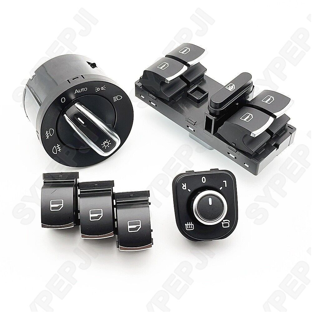 Chrome window switches, headlights, and side mirror cutter kit for Volkswagen for Jetta for Golf 5