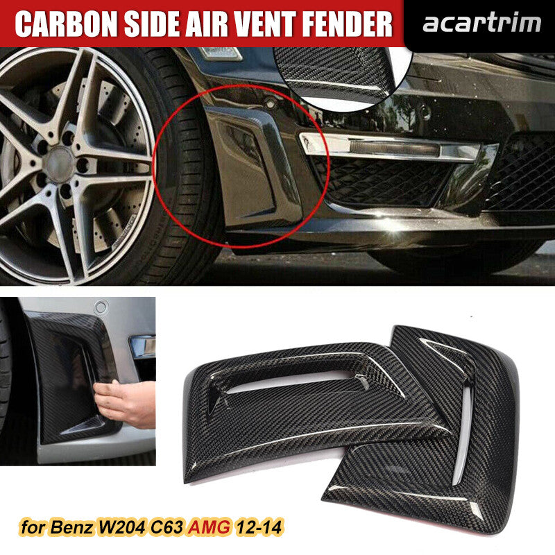 for Benz W204 C63 AMG 12-14 Front Bumper Side Air Vent Cover Fender Carbon Fiber