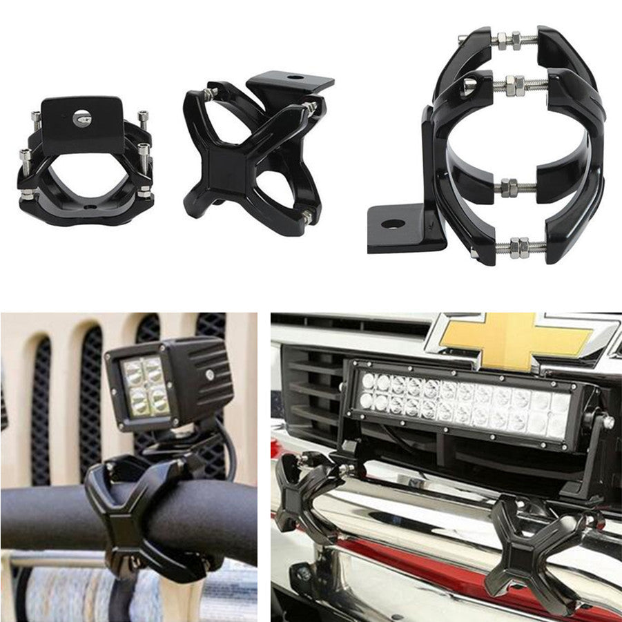 2 x 2-3 Adjustable Car Bumper Bull Bar X-Clamp LED Lights Bracket Mount Holder