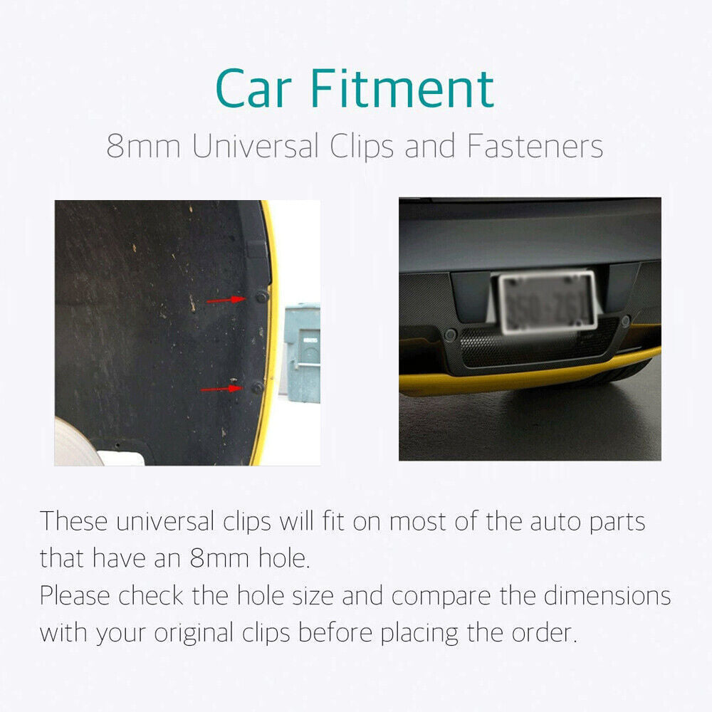 120PCS 8mm Bumper Clips Retainer Auto Car Plastic Rivets Fastener Fender Push