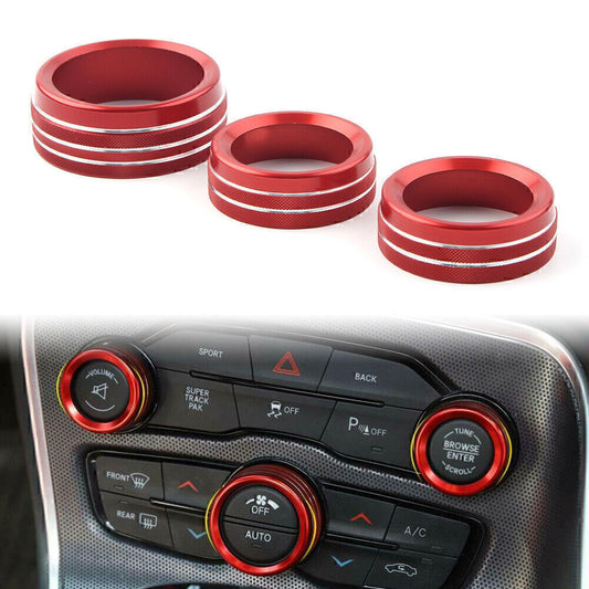 3X Red Air Conditioner Switch CD Button Knob for Dodge for Challenger 2015-2024 2016