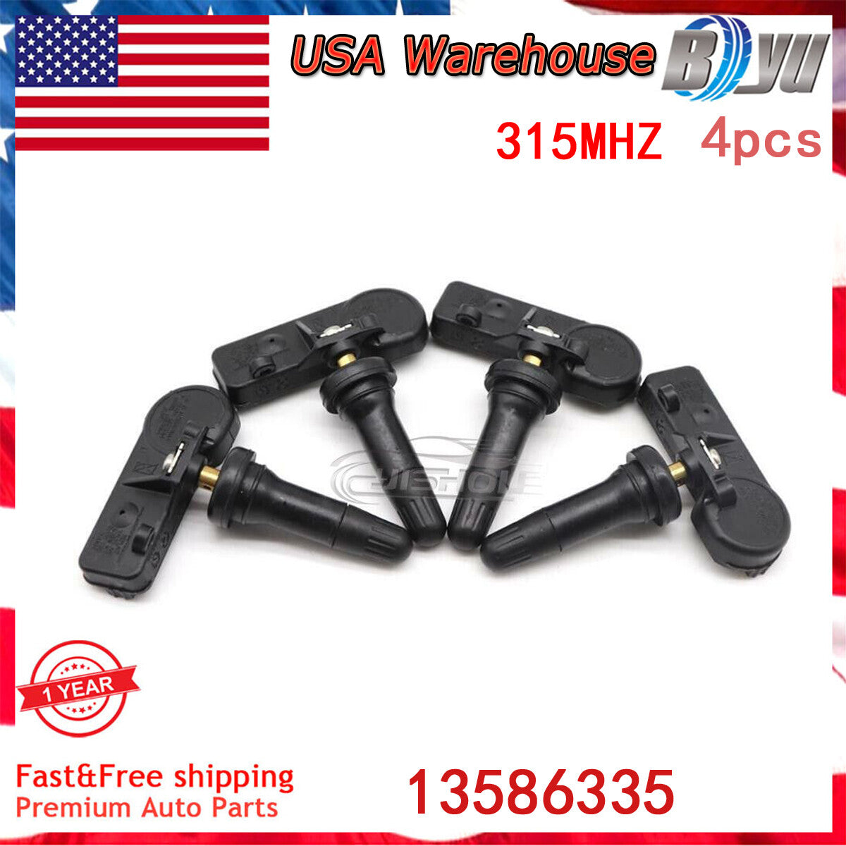 4pcs Programmed TPMS Tire Pressure Monitoring Sensor for Chevy for GMC for Cadillac New