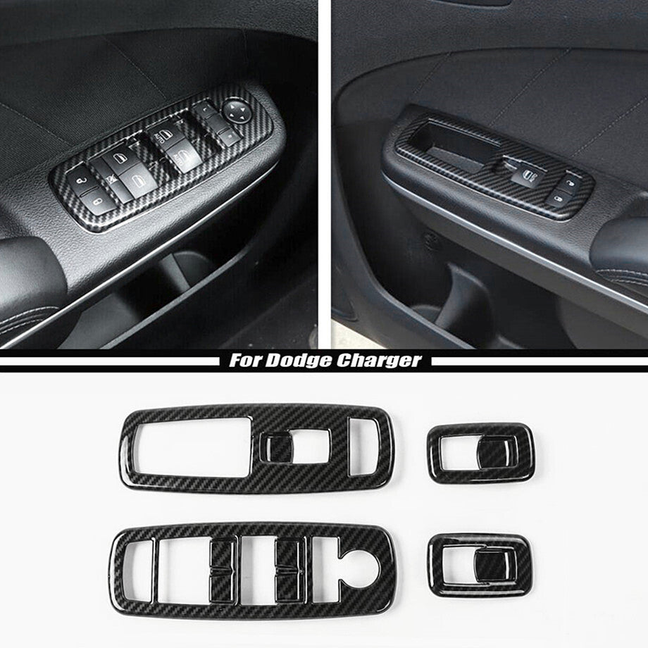 For 2011-2023 for Dodge Charger Carbon Interior Window Lift Switch Panel Cover Trim v