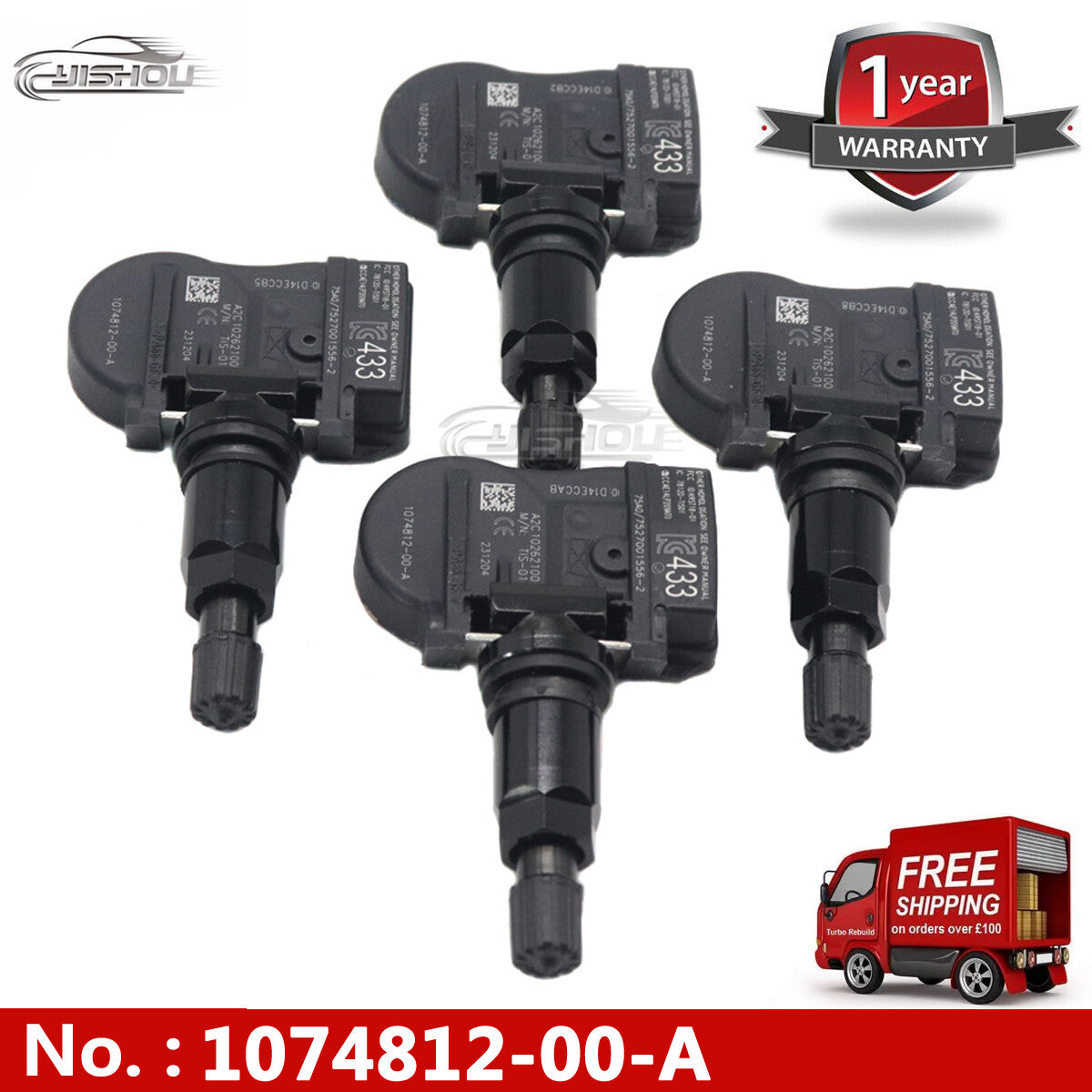 4-piece Tire Pressure Monitoring System 103460200A for Tesla Model 3 SX TPMS 433MHz