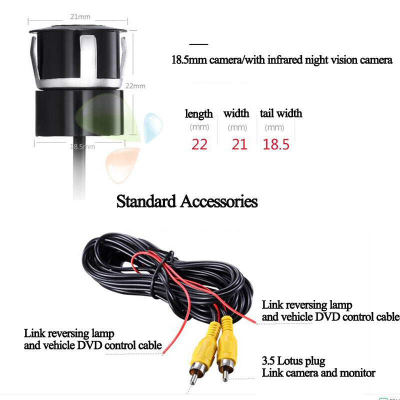170° Night Vision Backup Camera, Waterproof Car Rearview Parking Camera, Universal n