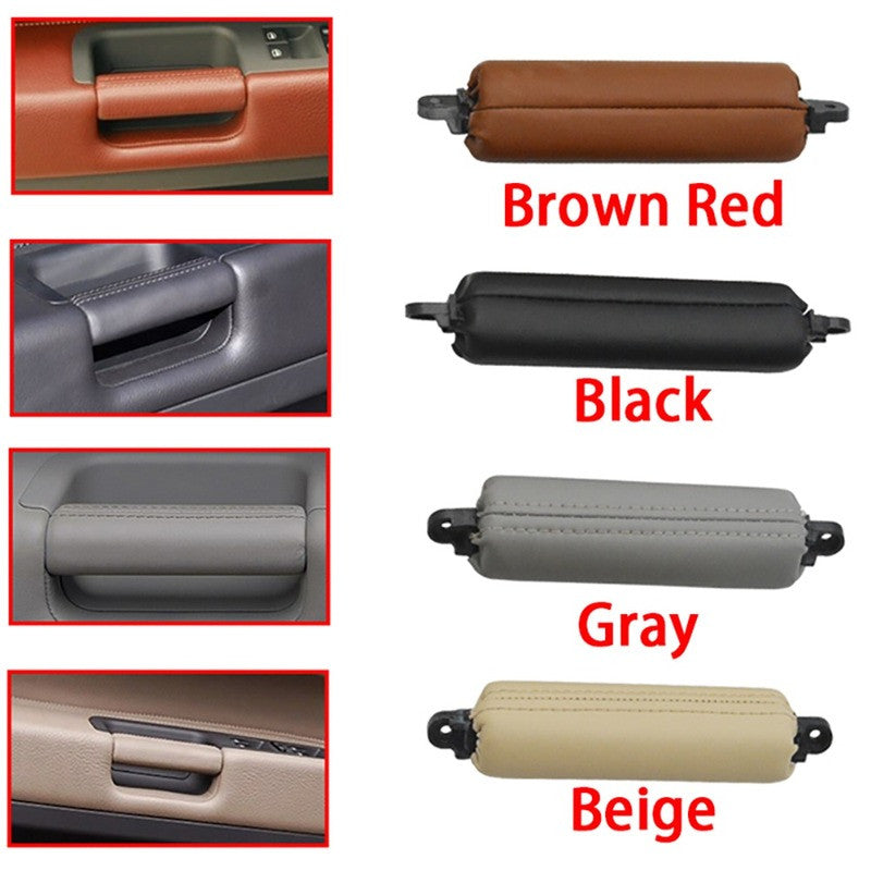 Black Left Hand Interior Door Driver Leather Pull Handle for VW Touareg 2003-10