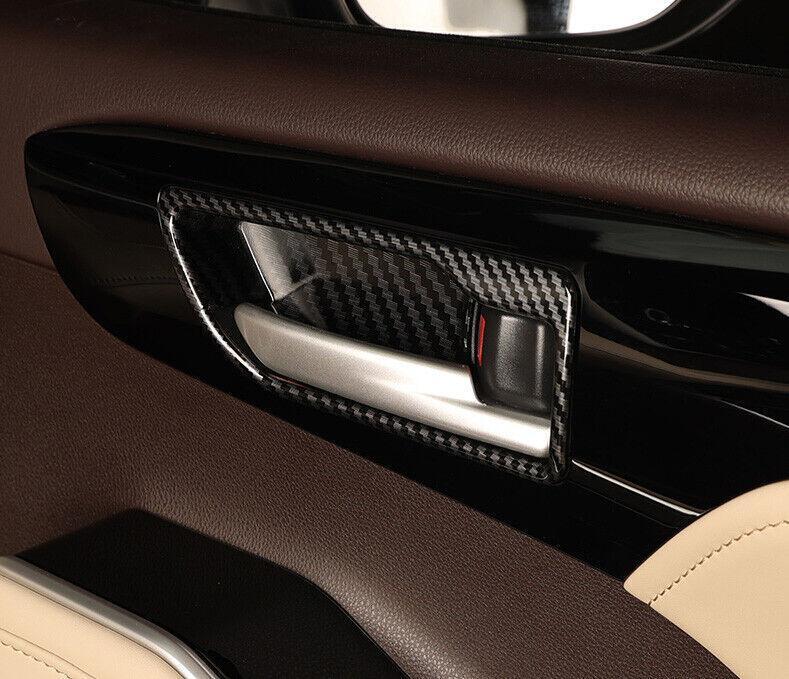 Carbon Fiber Inner Door Bowl Cup Cover Trim 4pcs for Toyota Highlander 2020-2023