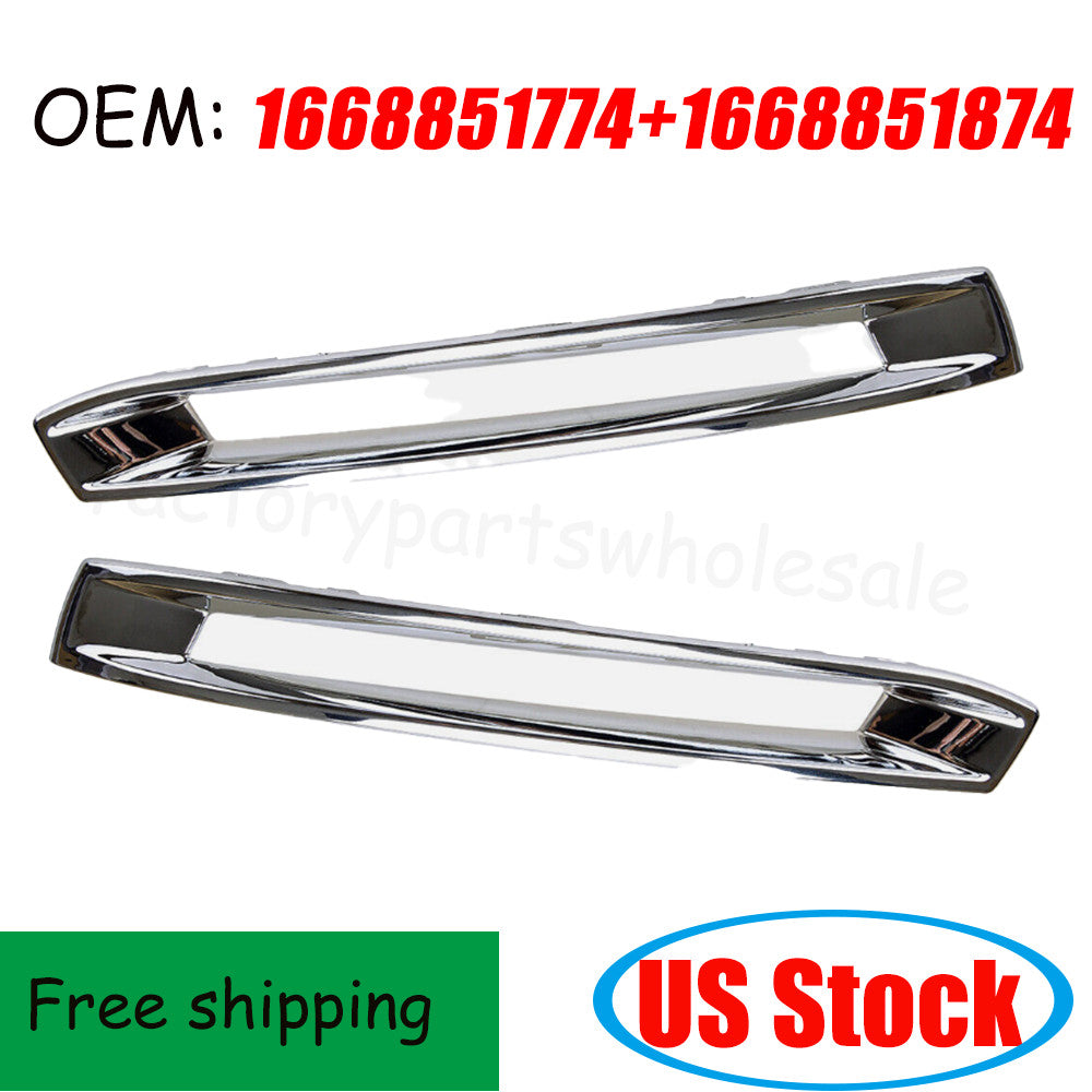 1Pair Front Fog Light Cover Chrome Trim Fits 2013-2016 for Benz X166 GL 1668851774 n